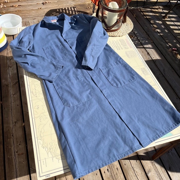 Vintage Red Hat Slate Blue Lab Coat 36 - Picture 4 of 6